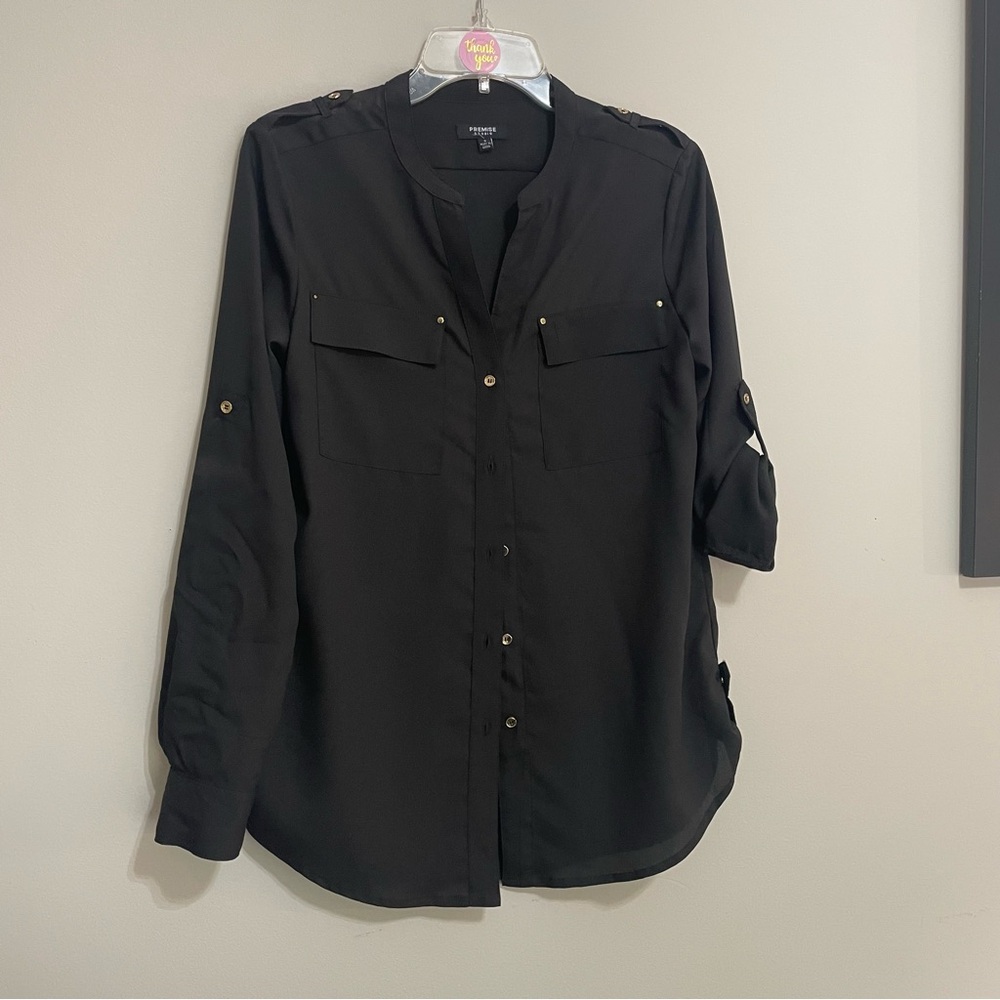Premise Studio Elegant Black Blouse Size‎ Small